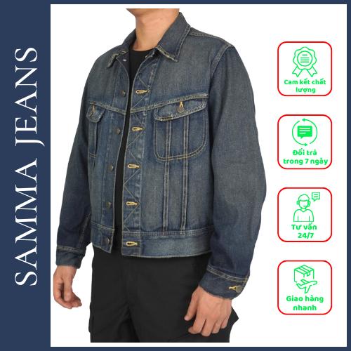Áo JACKET Dáng Ngắn JK2 màu xanh nhạt, áo khoác bò nam siêu đẹp, chất vải Jean cotton cao cấp thương hiệu Samma Jeans