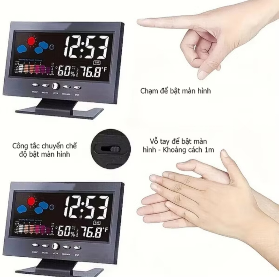 ĐỒNG HỒ LED ĐỂ BÀN TRANG TRÍ XEM GIỜ BÁO NHIỆT ĐỘ NGÀY THÁNG NĂM THỨ THỜI TIẾT