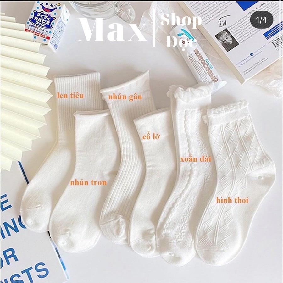 Set Tất Trắng Cổ Cao Nữ Vớ Cao Cổ Tiêu Thư LOLITA Tất Vớ Nữ Cổ Bèo Nhún ULZZANG STYLE HÀN QUỐC Maxshopdoc