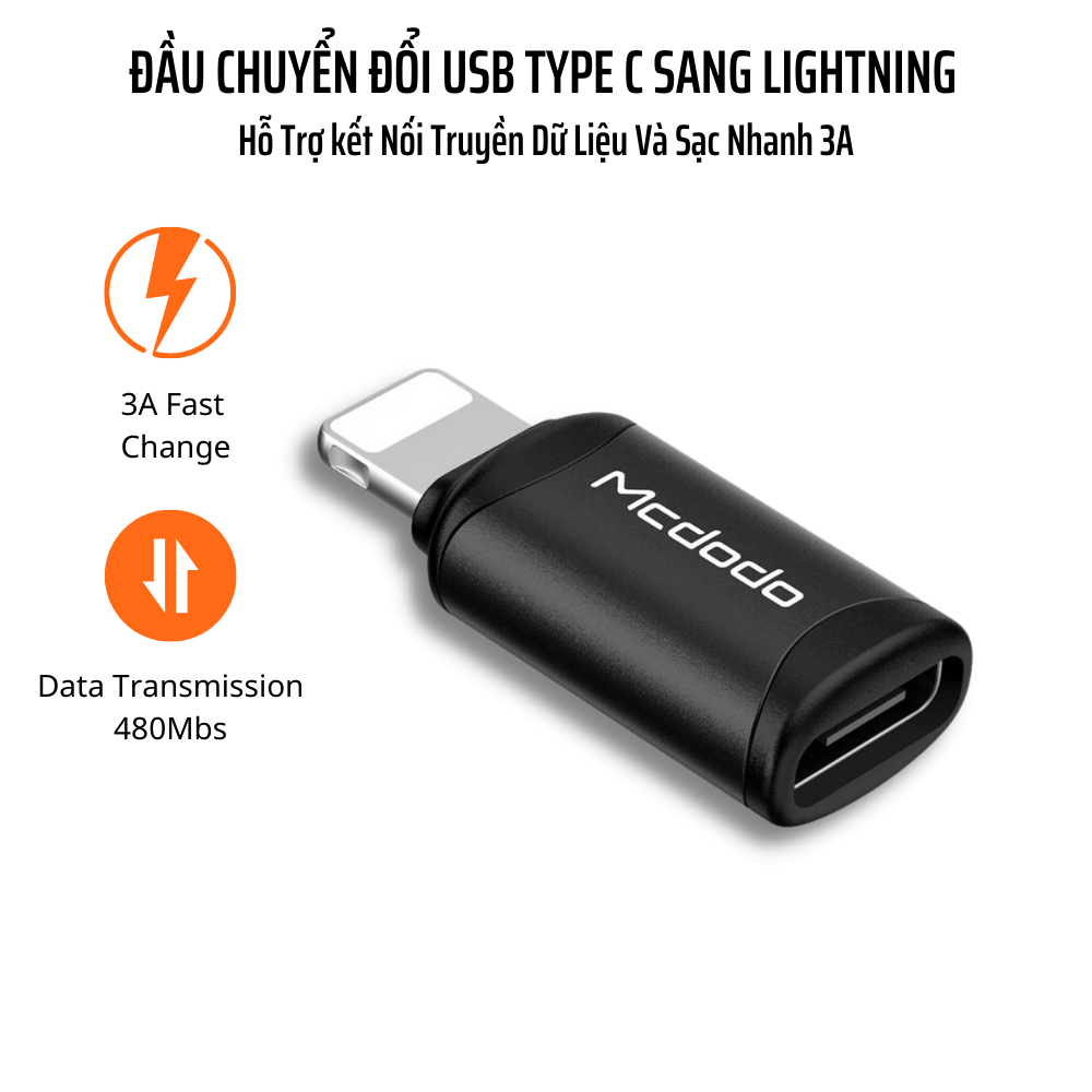 Đầu Chuyển đổi USB Type C Sang  Lightning  Mcdodo OT-7680 - Hàng Chính Hãng