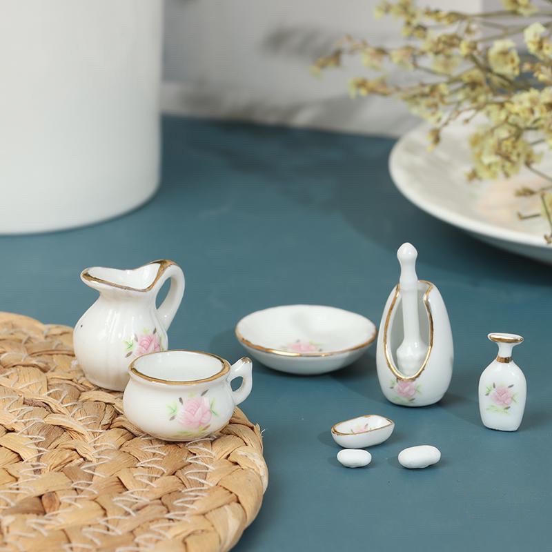 BỘ ĐỒ TRANG TRÍ NỘI THẤT TÍ HON BẰNG GỐM SỨ 9 MÓN