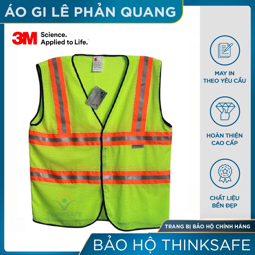 Áo phản quang lưới 3M Thinksafe vải thoáng mát, mỏng nhẹ chuyên dùng cho công nghiệp, nhận may, in ấn theo yêu cầu