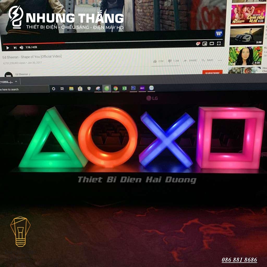 Đèn Led Decor Mô Hình Nút Bấm Playstation PS4 DL-5005 - Nháy Theo Nhạc, Cảm Biến Âm Thanh, Trưng Bày Bàn Làm Việc - CÓ VIDEO