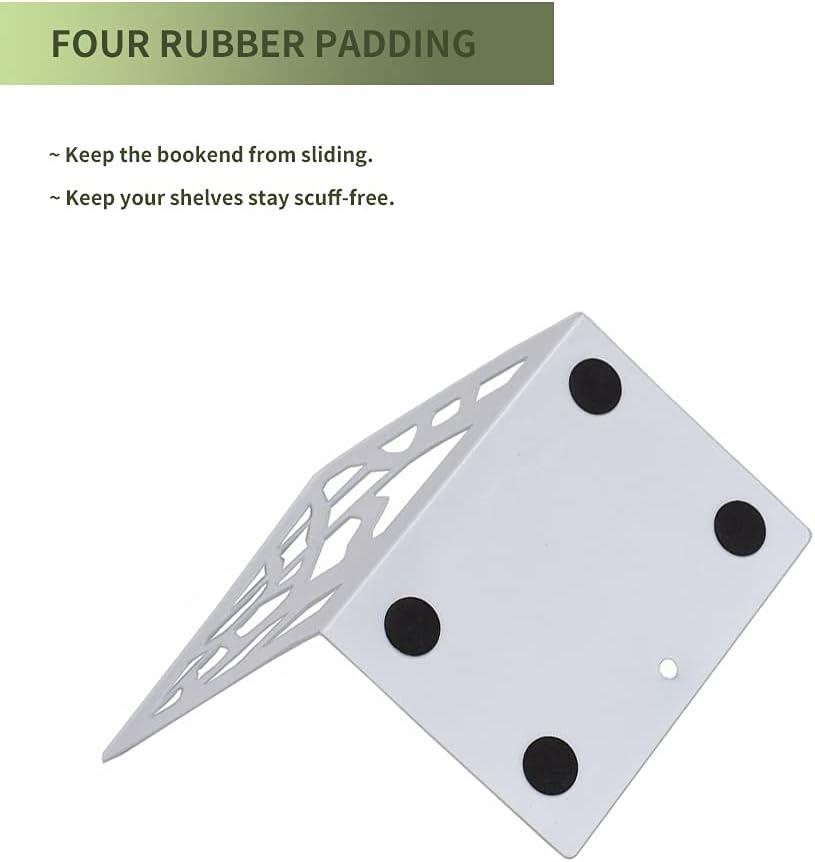 Kẹp sách bằng kim loại Nút chặn sách thiết kế hình nêm, Bao gồm dấu trang, Kẹp sách chắc chắn cho giá sách, thư viện, văn phòng, trường học, hiệu sách, bộ 2 màu trắng