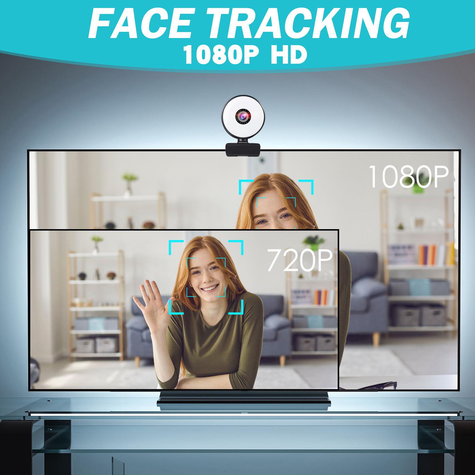 Webcam with 3 Light Modes Microphone and Tripod for Gaming Streaming PC