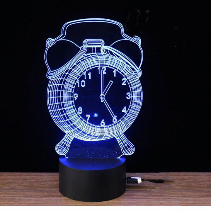 Đèn Ngủ 3D Led 7 Màu Hình Đồng Hồ Công Nghệ Mới, thiết kế độc đáo, đẹp mắt.