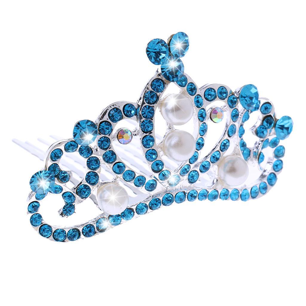 Shiny Crystal Pearls Side Crown Tiara Girls Woman Wedding Hair Accessories