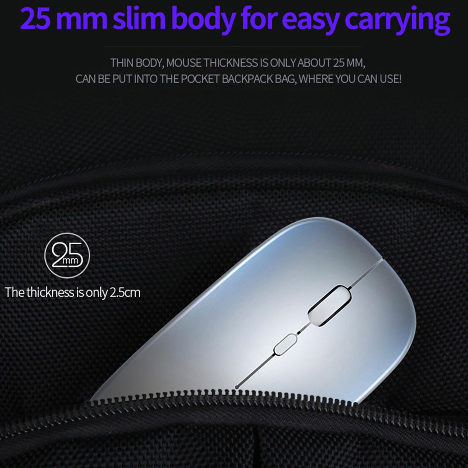Slim Portable 2.4GHz Wireless Mice Mouse Rechargeable With