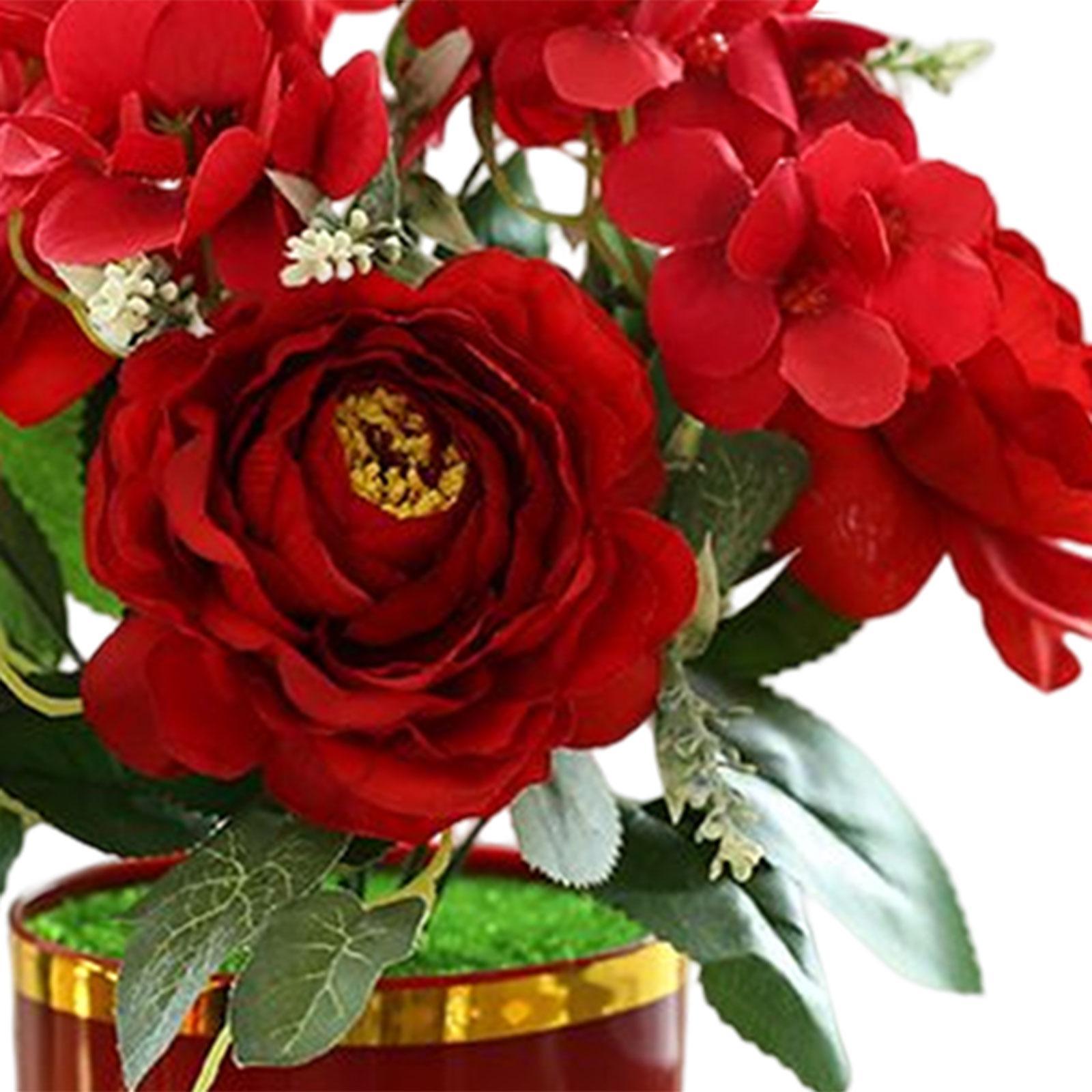 Artificial Flowers in Pot Simulation Flower Bonsai Bouquet for Home Decor