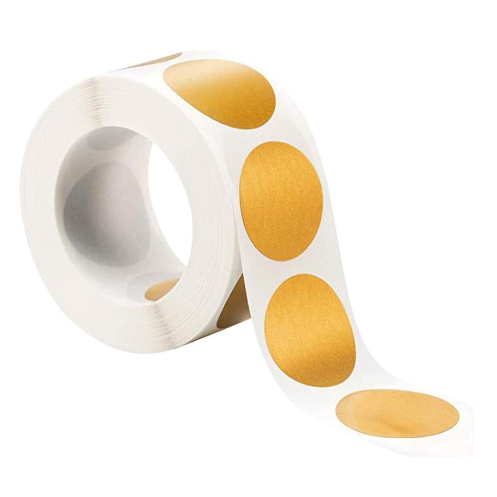 Bộ 300 Giấy Kraft Vàng Scratchable Nhãn Dính Hải Cẩu Miếng Dán Tròn