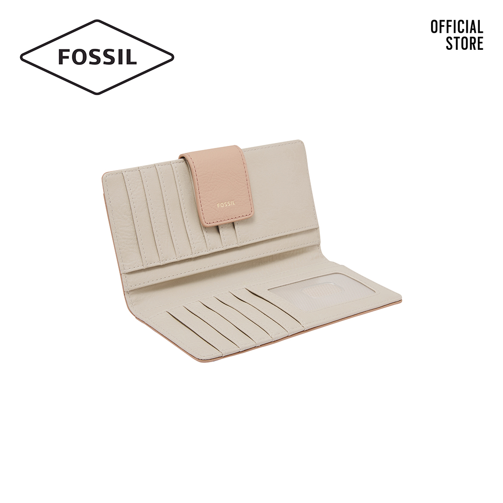 Ví cầm tay nữ khoá tab thời trang Fossil RFID Logan Tab SL7830656 - màu hồng phấn