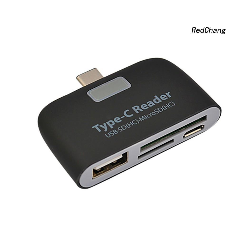 -SPQ- Universal Type C to USB 3.0 OTG Hub Adapter SD/TF Micro SD Memory Card Reader