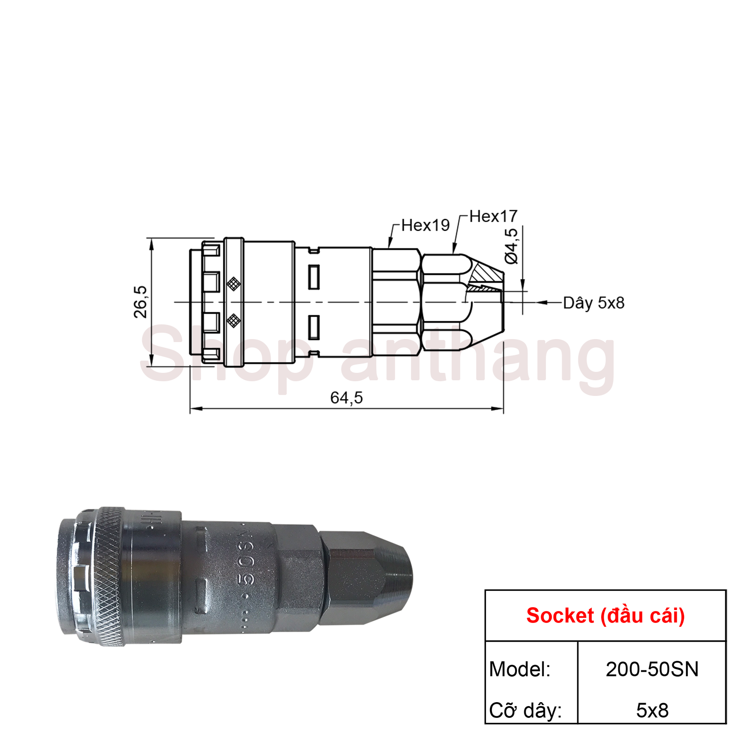 Khớp nối nhanh khí nén một chạm 200-SN, Nitto - Nhật Bản