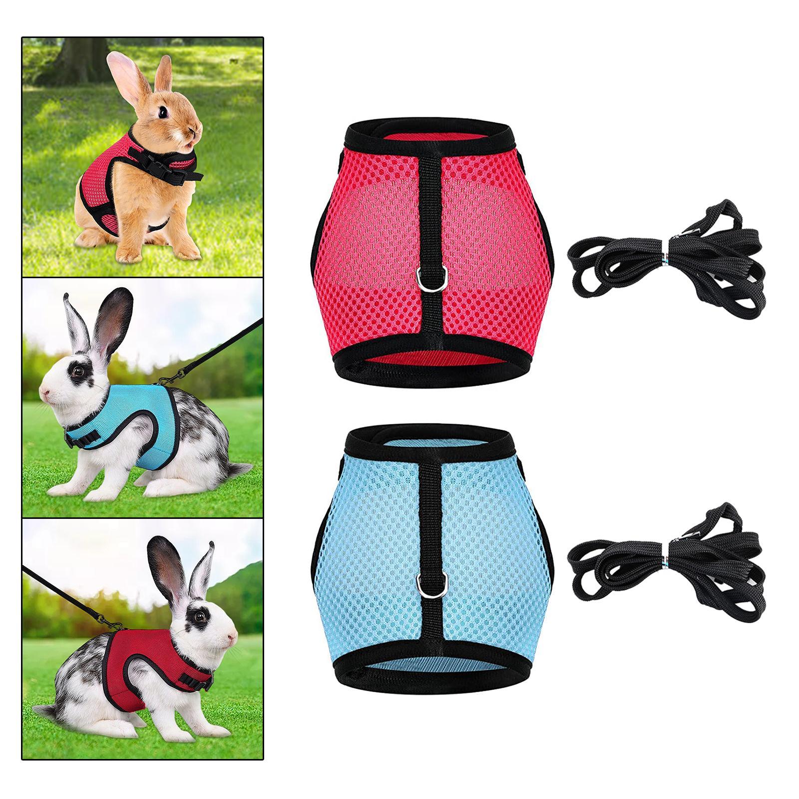 Adjustable Rabbit Harness and Leash Set Walking M 18cm-25cm