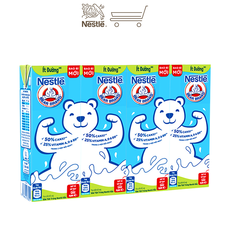 Thùng 48 hộp sữa Nestlé Gấu ít đường 12