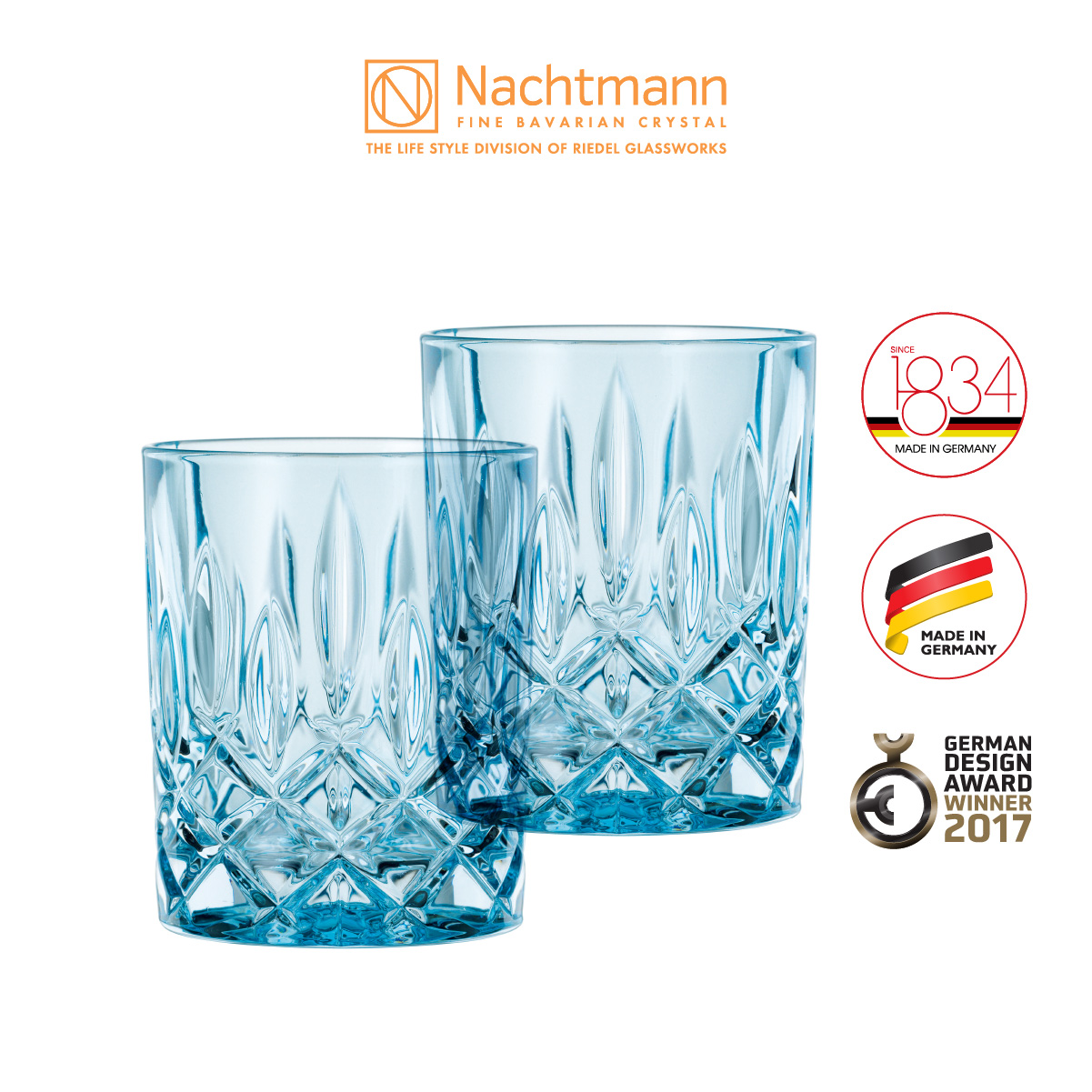 Bộ 2 ly pha lê whisky Nachtmann Noblesse màu xanh biển-Hàng chính hãng