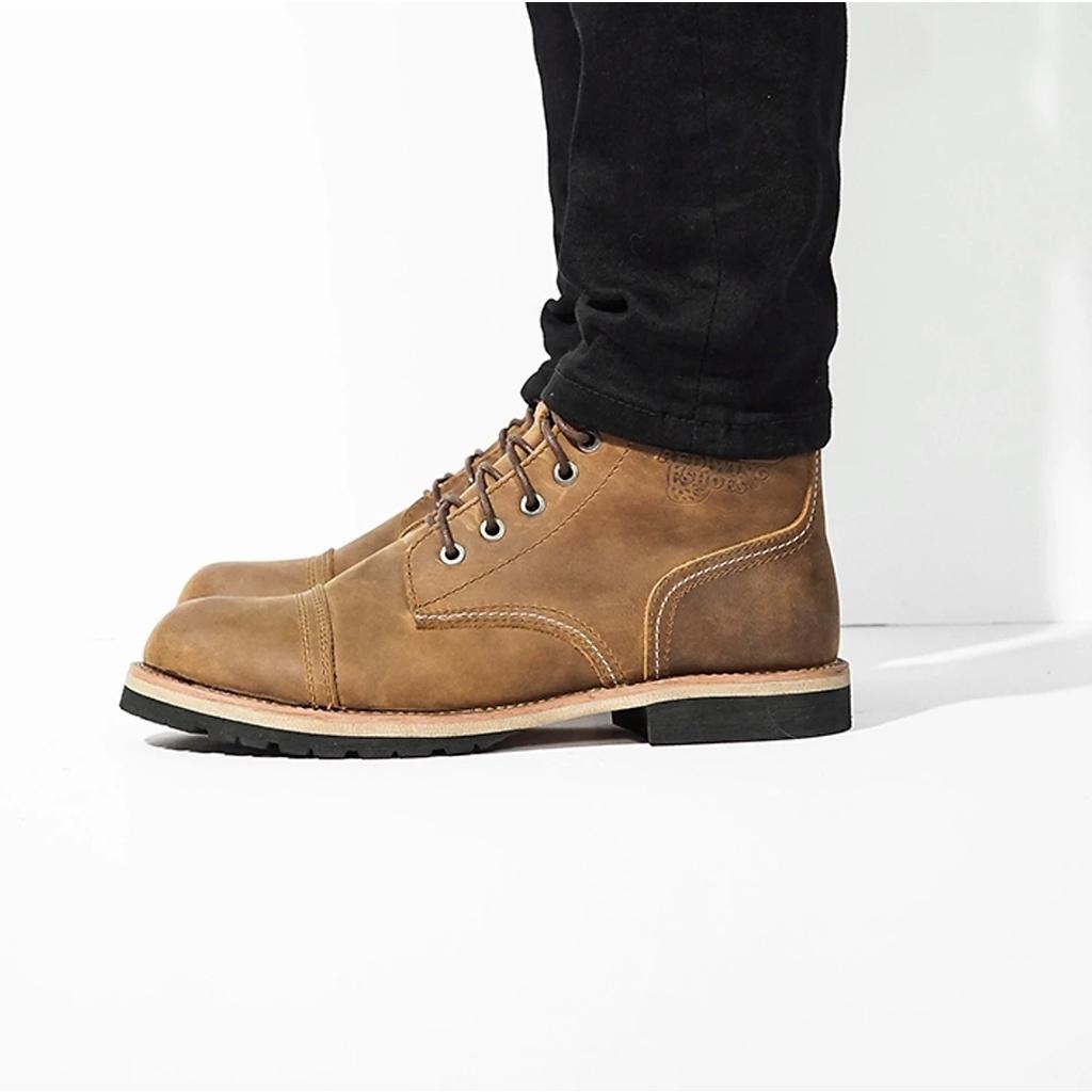 Giày boot nam cổ cao da bò nguyên tấm đế cao su cao cấp, bốt nam cổ cao Da Bò
