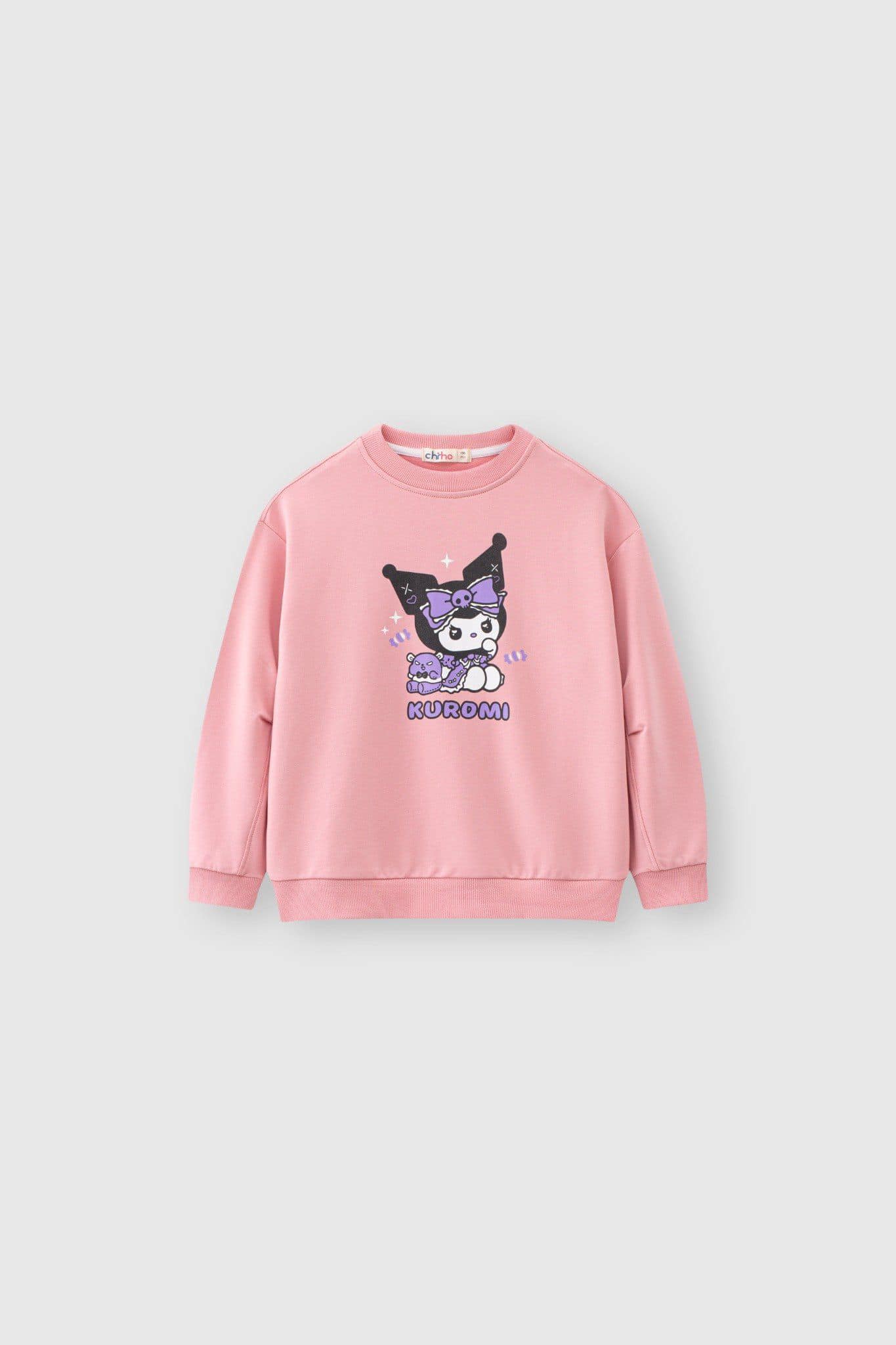 Aó nỉ cổ tròn bé gái in hình Kuromi Chiho size 100-130 cm