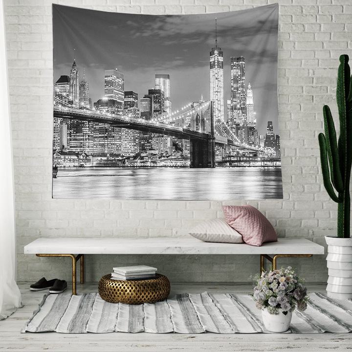 Tranh vải decor không gian phòng phong cách Châu Âu có đèn LED mẫu phong cảnh đêm