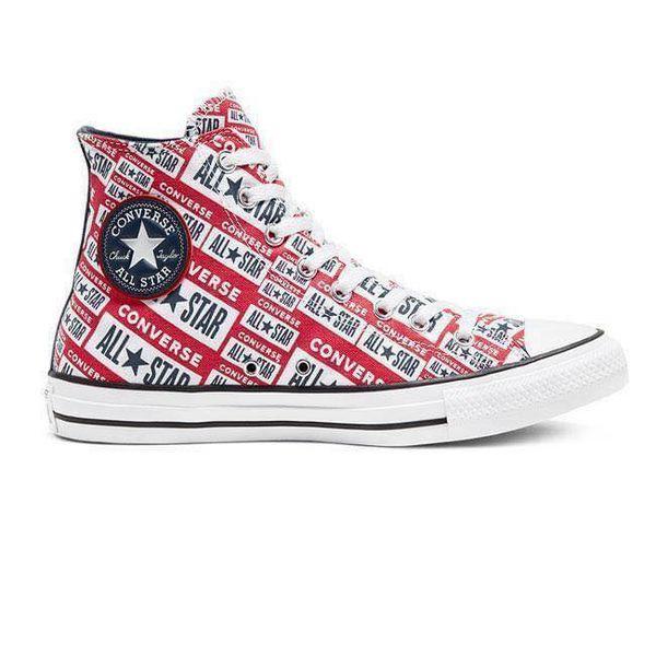 Giày Sneaker Unisex cổ cao màu đỏ Converse Chuck Taylor All Star Logo Play Hi Red - 166984V