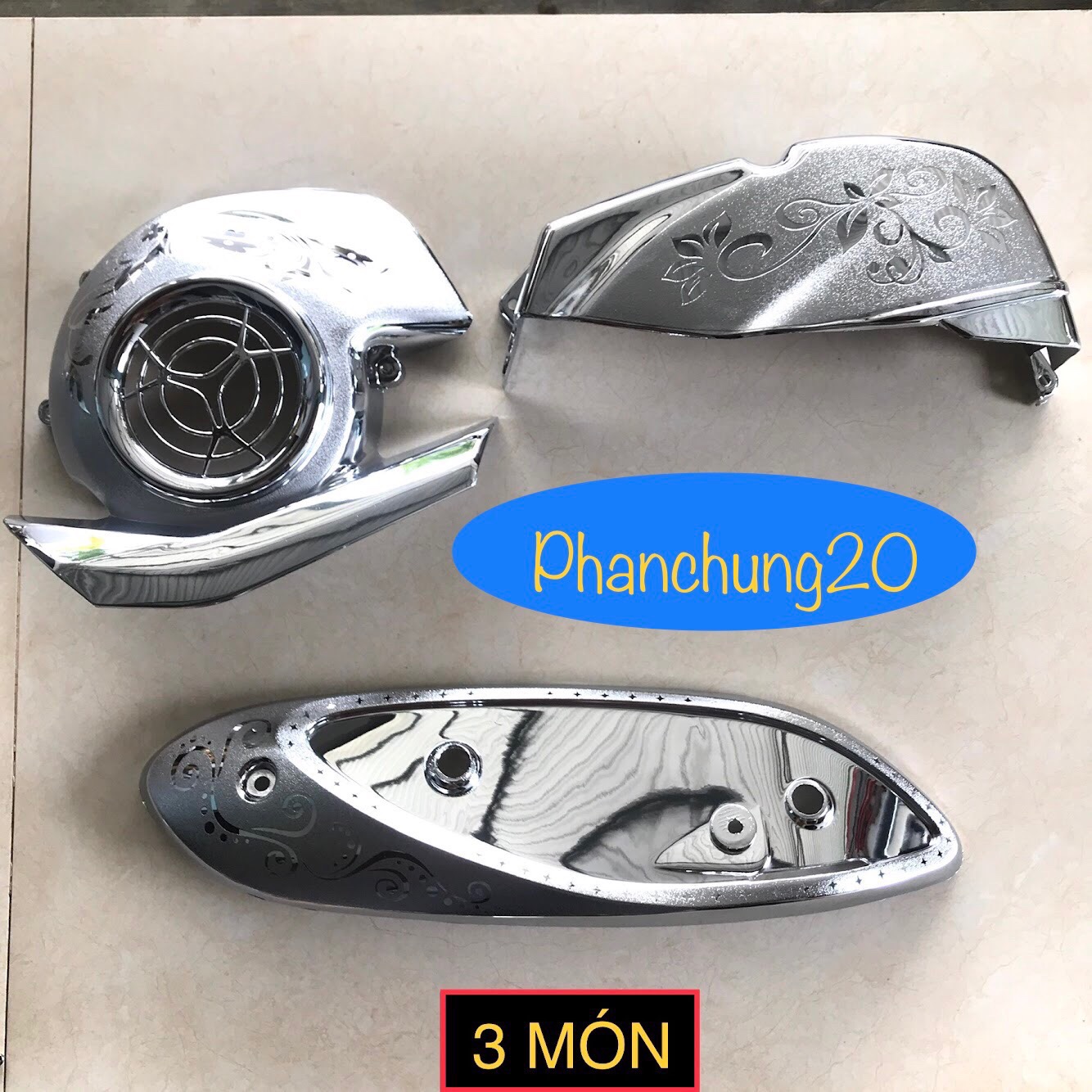 COMBO BỘ ỐP PHỤ KIỆN TRANG TRÍ DÙNG CHO ĐỜI XE YAMAHA GRANDE 2023 2024 CROM
