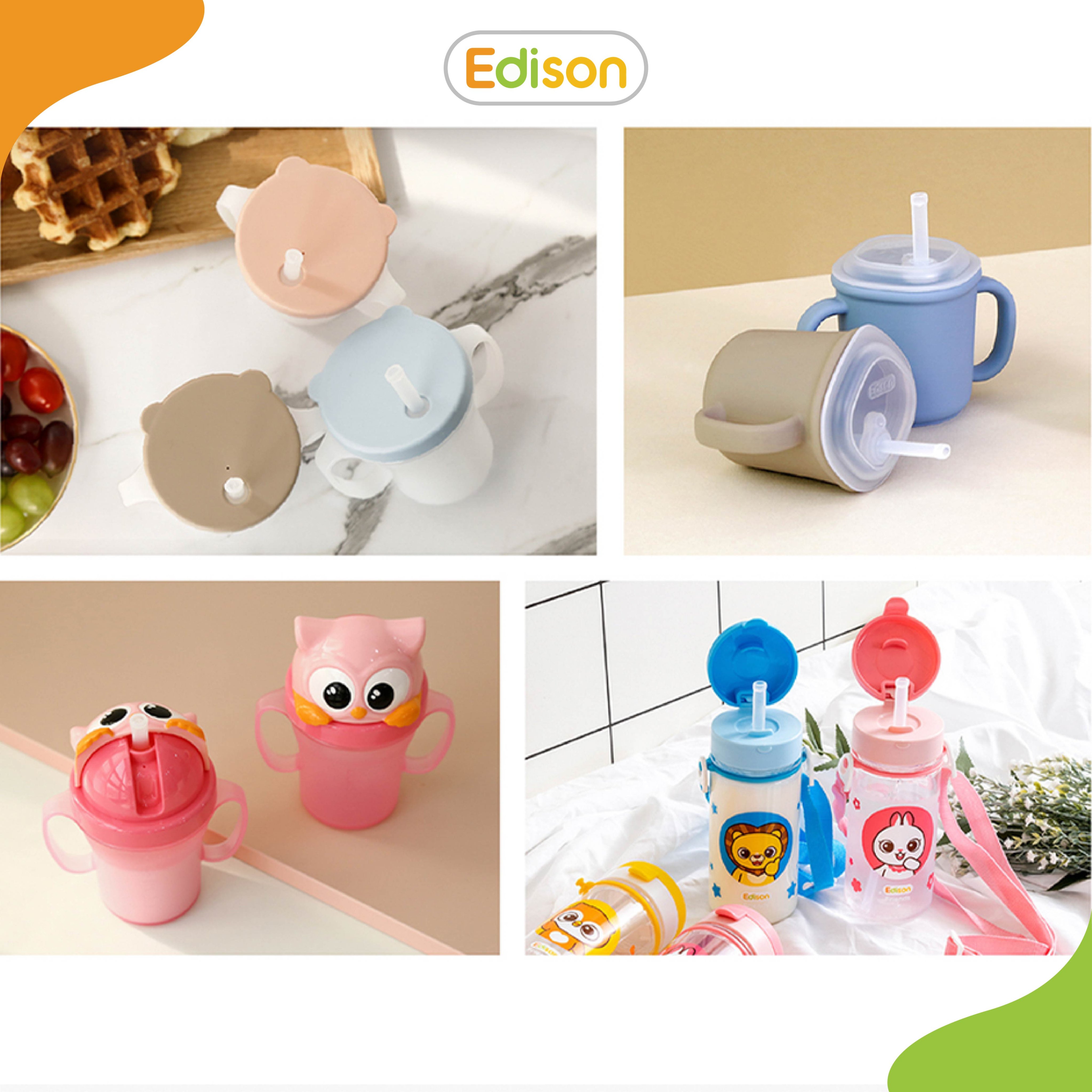 Set ống hút sữa silicon đa năng Edison chính hãng Hàn Quốc cho bé tập hút màu trắng mã 3024