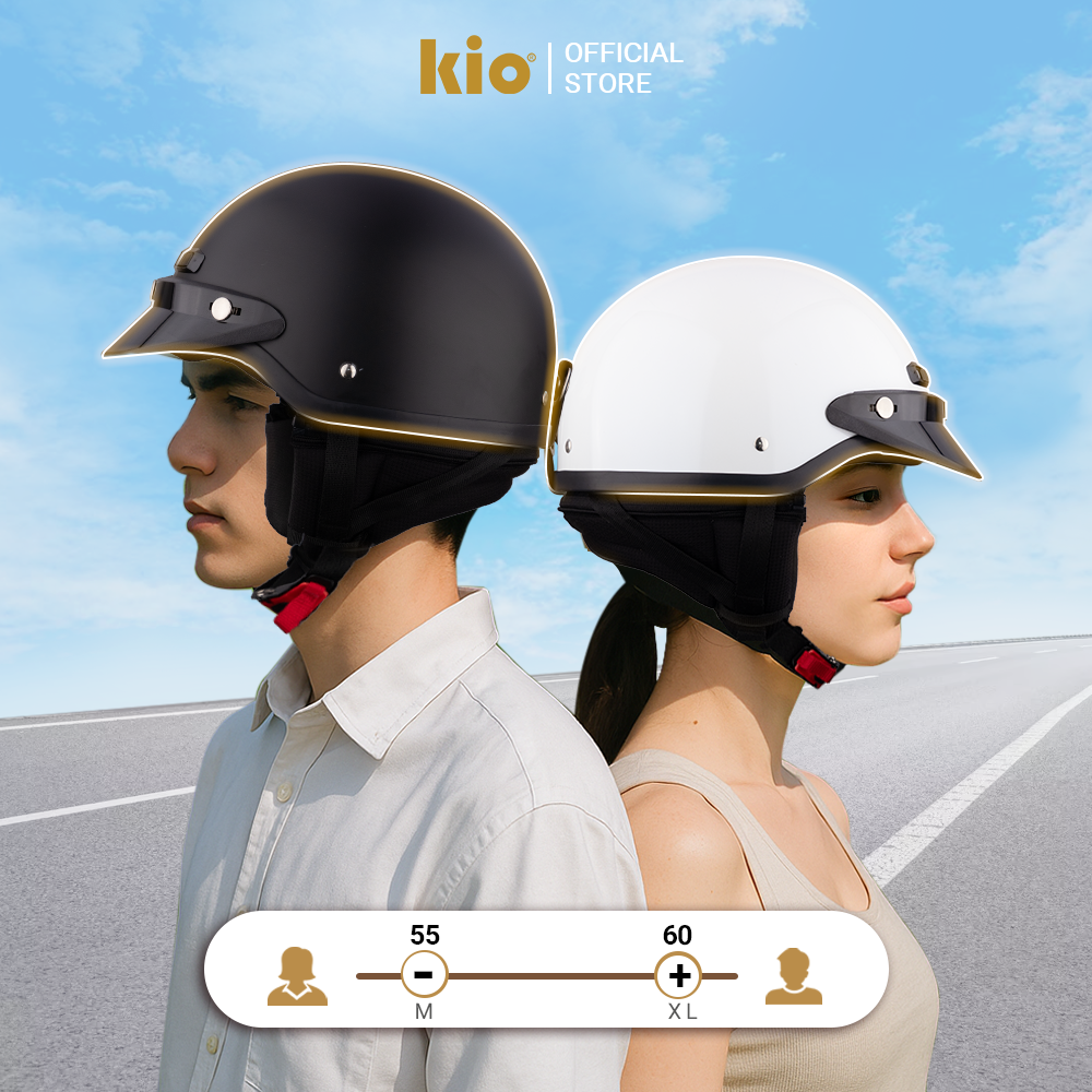 Mũ Bảo Hiểm Nửa Đầu Kio SafeStyle Metro KN05, Lưỡi Trai Che Nắng, Đệm Tai Tháo Rời, Lót Kháng Khuẩn - Xám Titan (nhám)