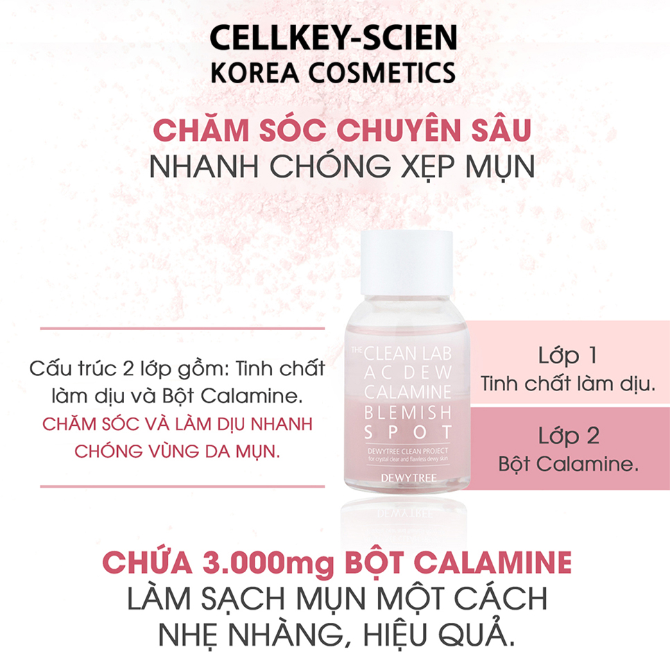 Serum Tinh Chất Chấm Mụn Lành Tính Nhanh Xẹp Mụn Chống Thâm Và Sẹo Rỗ DewyTree The Clean Lab AC DEW Calamine Blemish Spot 20ml