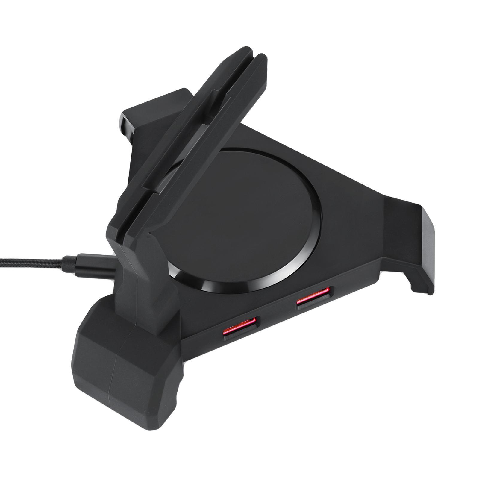 Q20 Gaming Mouse Bungee Cable Holder 4-Port Multi-Functional Headset RGB Lighting PC USB 2.0 Hub Office Desk Organizer, for Competitive Games