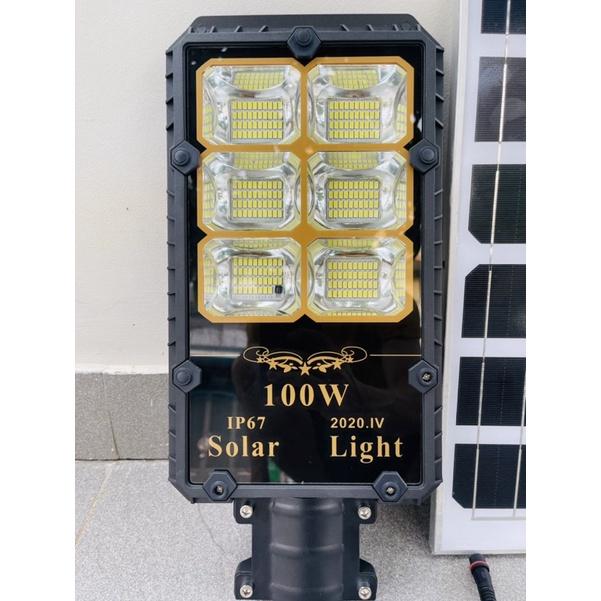 Đèn năng lượng mặt trời pin MoNo cao cấp 100W sáng như đèn điện chuyên đèn đường, sân vườn chống nước IP67