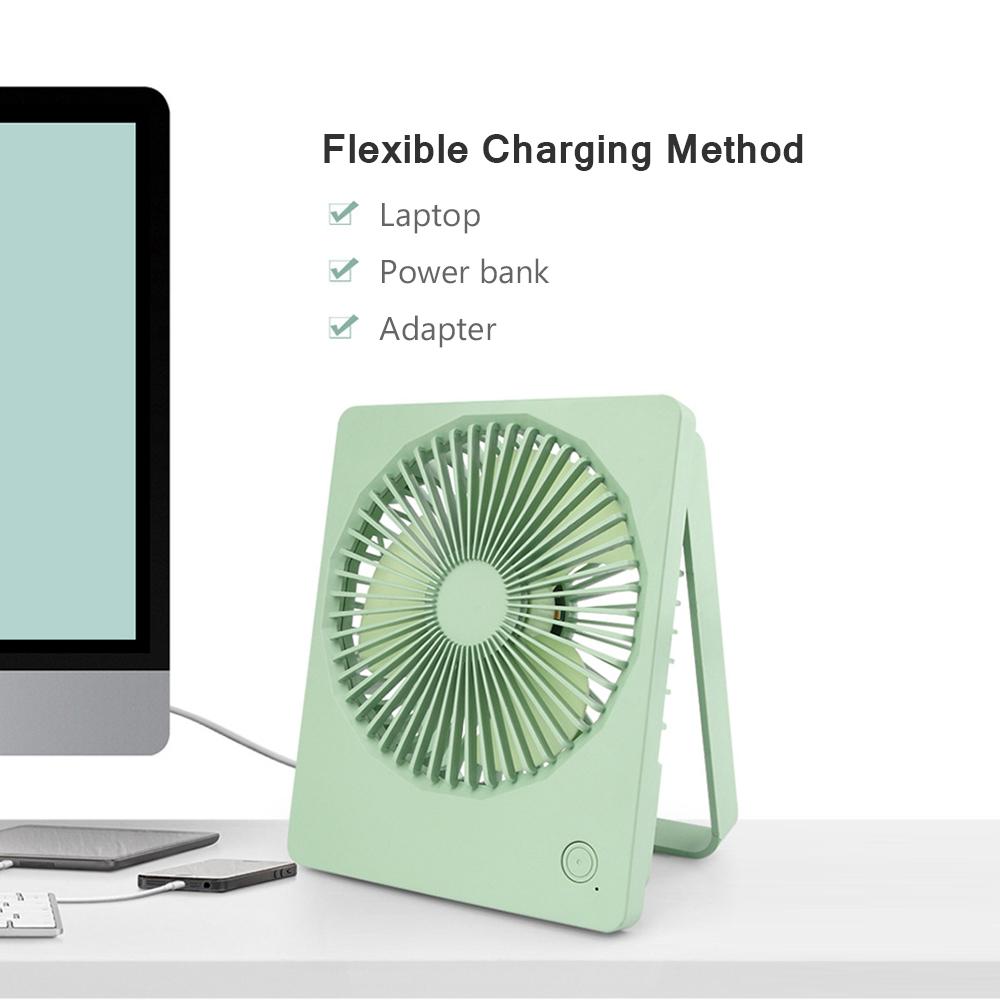 Quạt bàn cá nhân di động có đèn LED, 3 tốc độ gió sạc USB, chân đế có thể gập lại