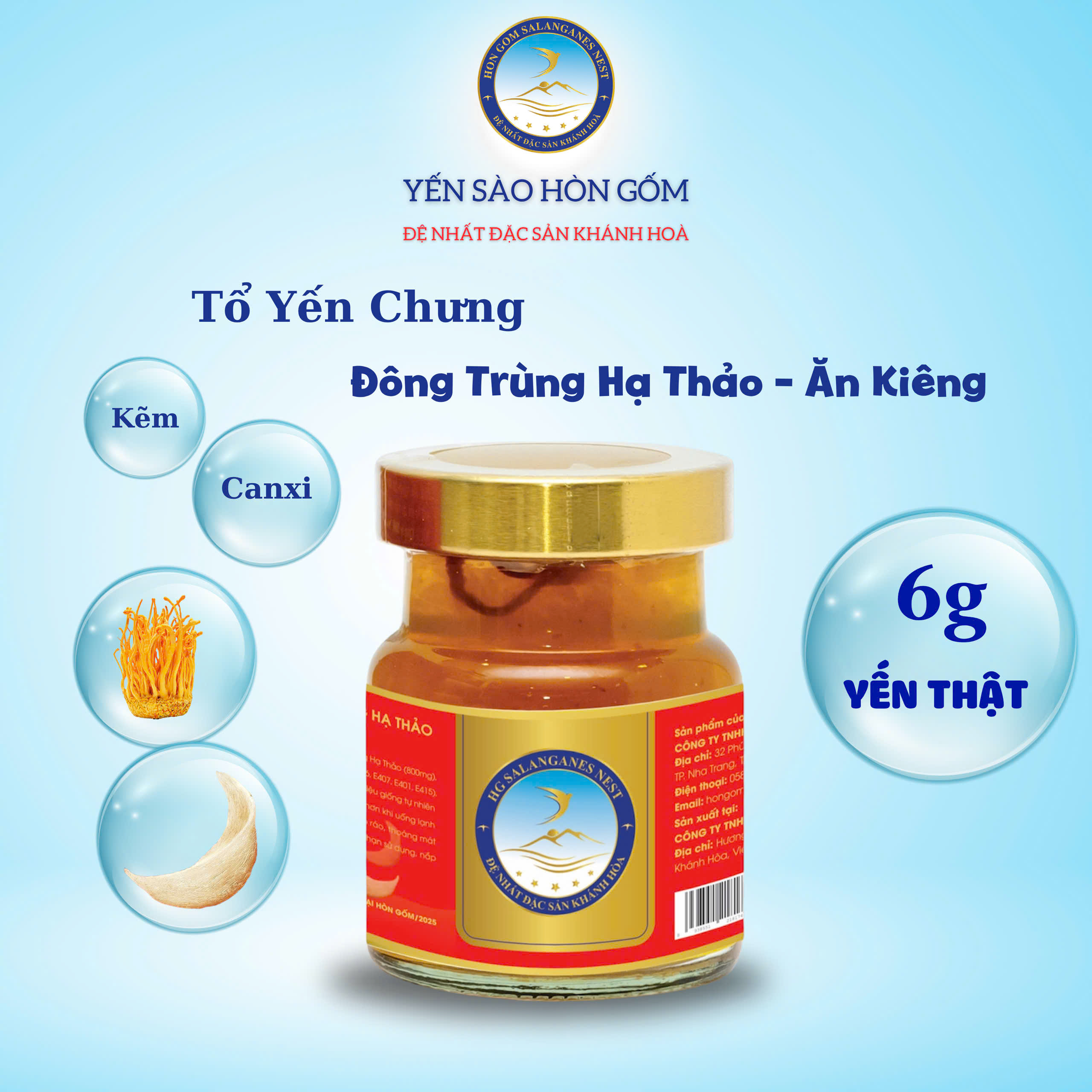 [Combo 12 Hũ] Tổ Yến Chưng Đông Trùng Hạ Thảo (Ăn Kiêng) - Yến Sào Hòn Gốm Chính Hiệu Khánh Hoà - HGK NEST