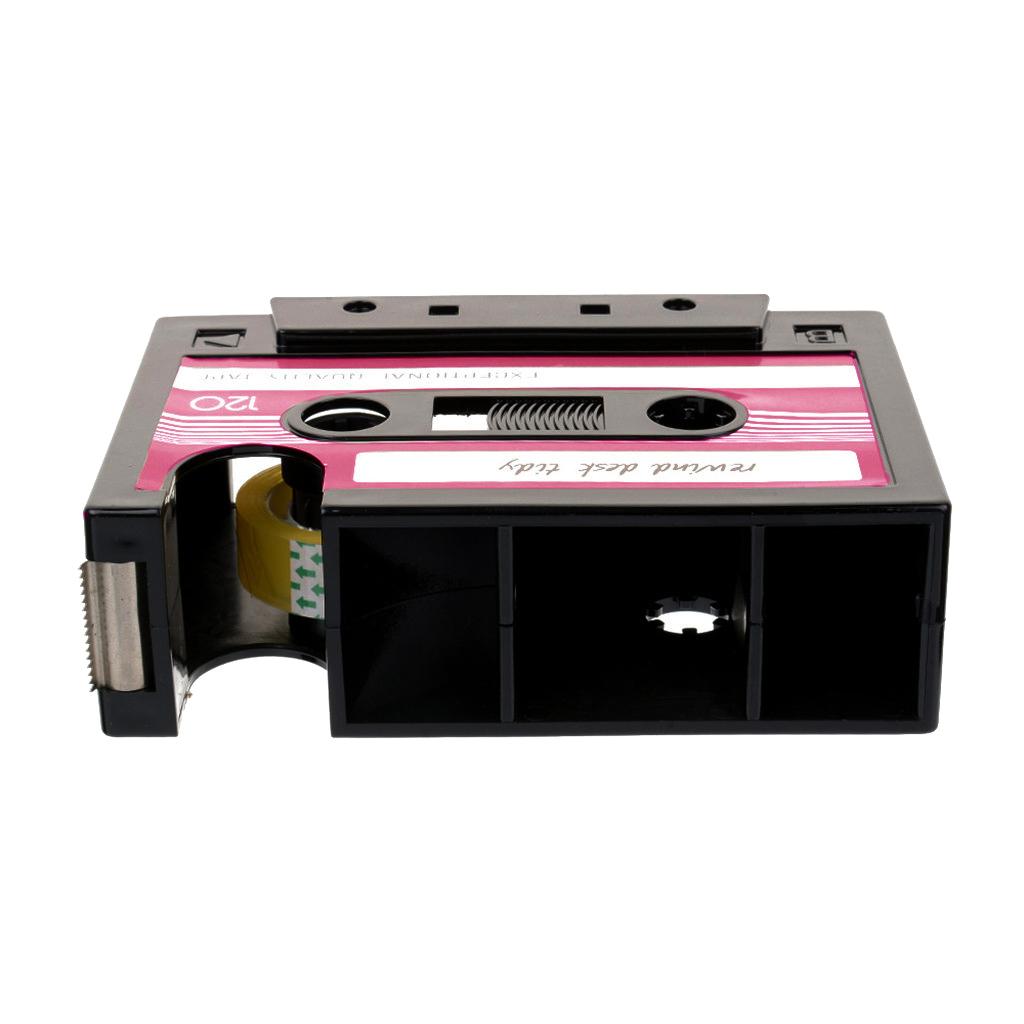 Vintage Cassette Style Tape Dispenser Pen Holder Pencil Container Stationery Organizer Tape Cutter