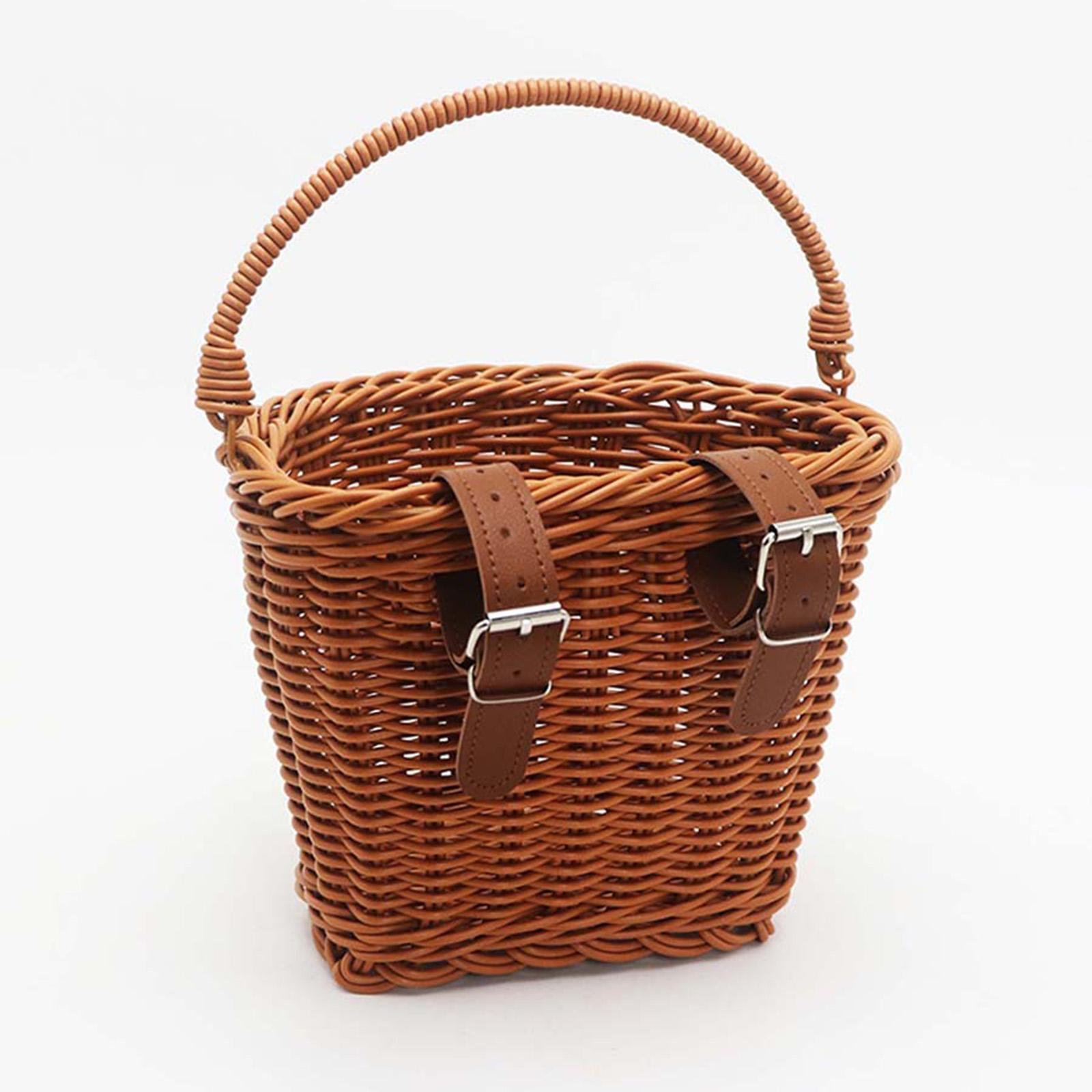Children's Basket, Kids Bike Basket, Detachable Electric Bike Basket, Woven Front with Handle Shopping Vegetable Basket for Kids