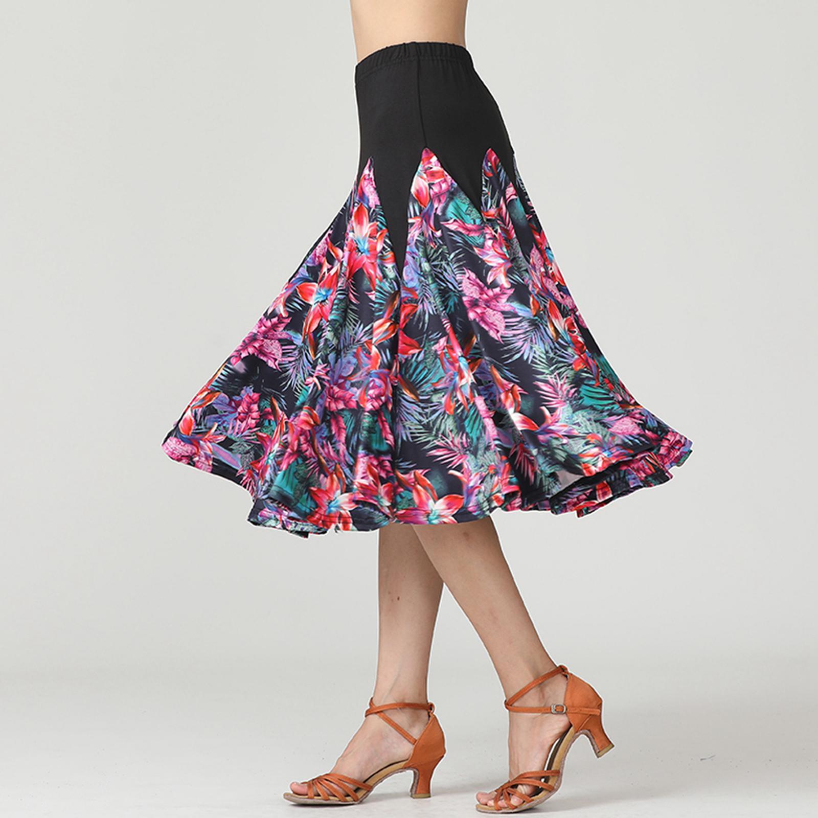 Women  Latin Ballroom Dance Skirt Waltz Flamenco Skirts Red