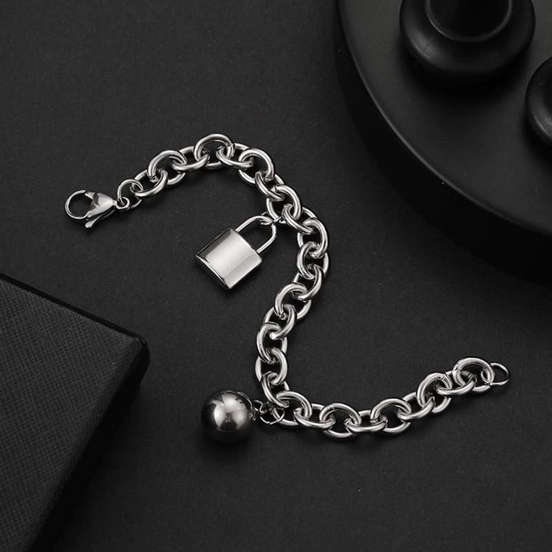 Vòng tay nam nữ dây xích ổ khóa thời trang Hàn Quốc