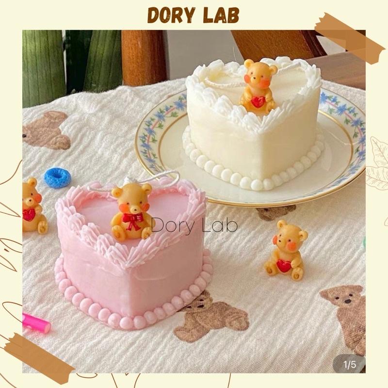 Nến Thơm Tạo Hình Bánh Kem Trái Tim Mix Topping Màu Sắc - Dory Lab