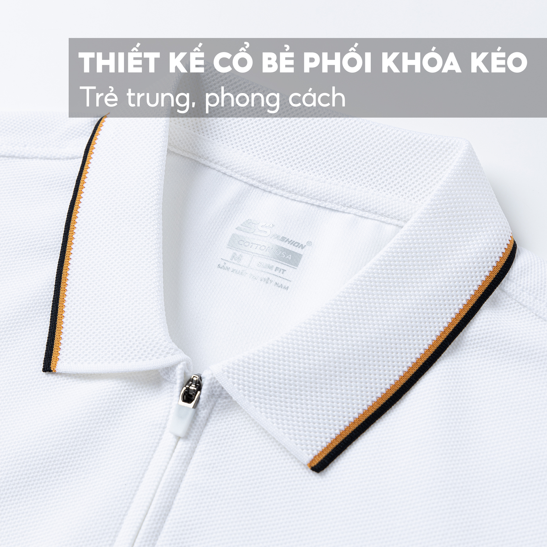 Áo Polo Nam 5S Premium, Chất Liệu Cotton Cao Cấp, Thiết Kế Sọc Ngang Khỏe Khoắn, Cổ Khóa Kéo Lịch Lãm (APC23028)