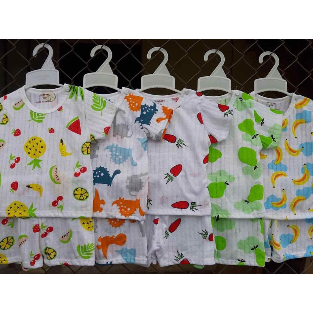 COMBO 2 Bộ quần áo cộc tay cotton giấy cài vai cho bé từ 4-15kg nhiều màu