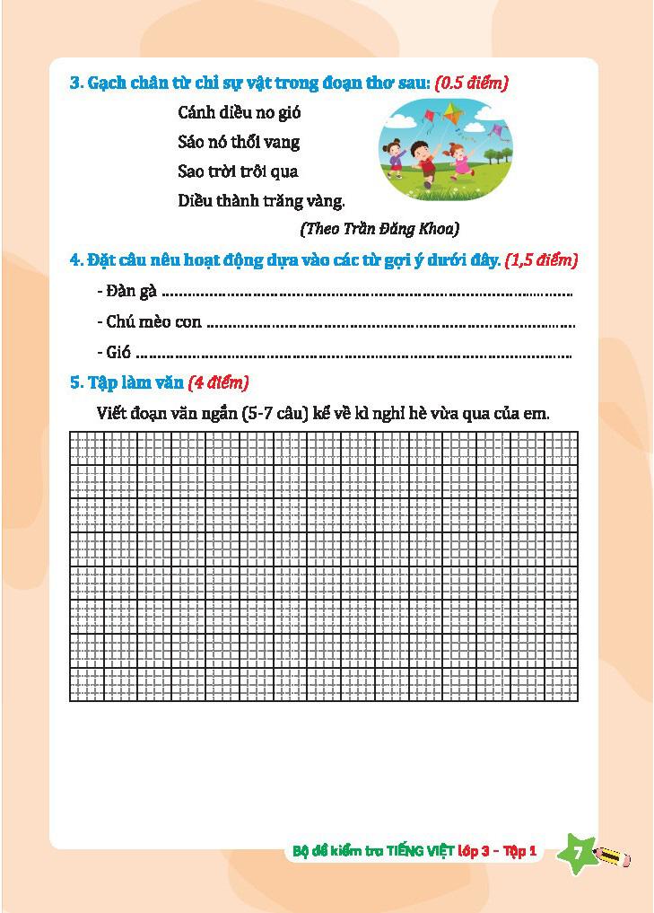 Bộ Đề Kiểm Tra Tiếng Việt Lớp 3 - Tập 1