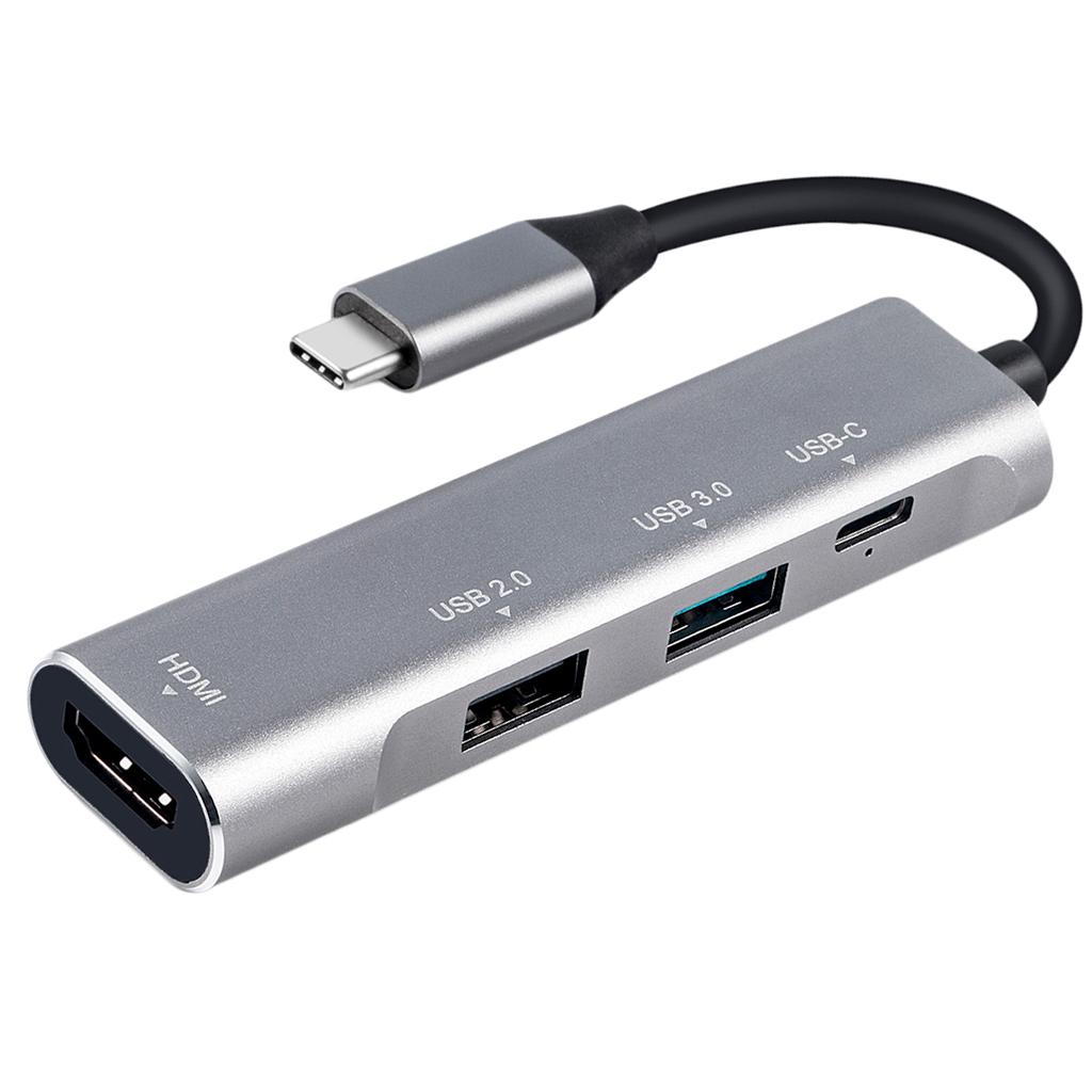 Grey USB C Hub Type C To 4K HDMI USB 3.0 2.0 PD Port Adapter For MacBook Pro