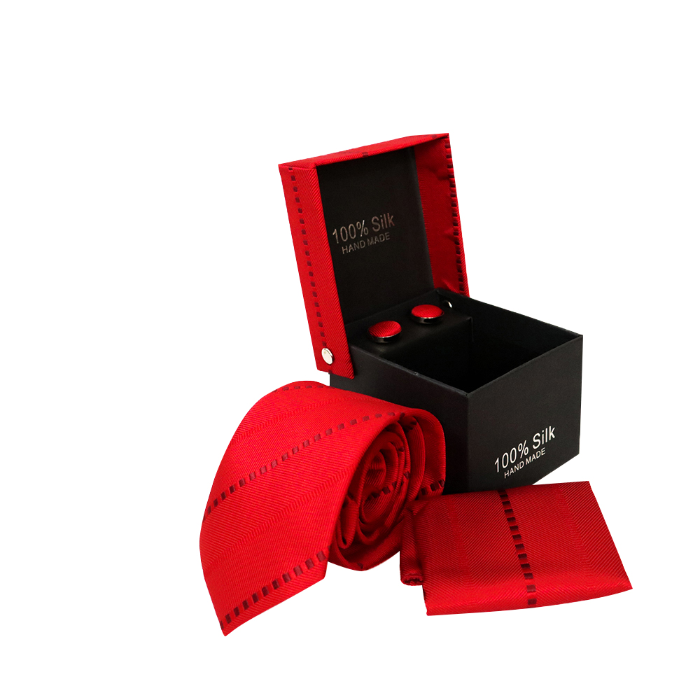 Cà vạt nam, cà vạt bản nhỏ, cà vạt 6cm - Cà vạt hộp bản nhỏ màu đỏ sọc CH6DOS021