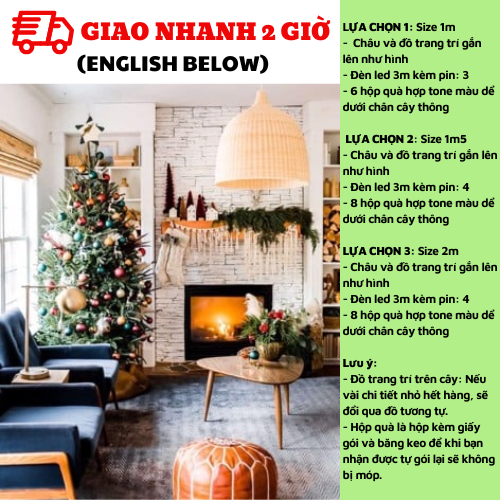 Bộ cây thông Noel kèm phụ kiện trang trí cây thông ctne30