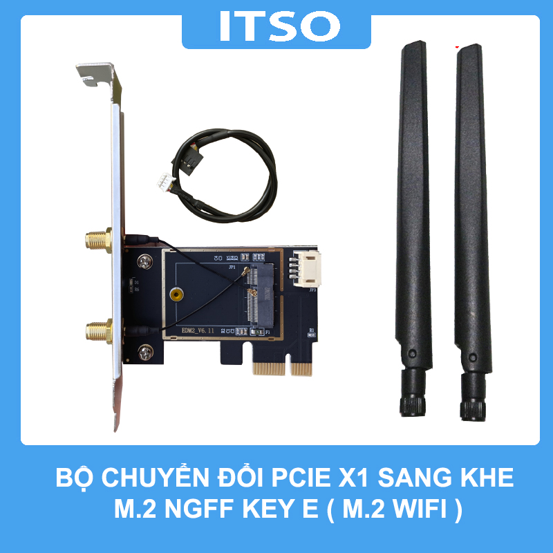 Hình ảnh Bộ chuyển đổi khe cắm PCIE sang khe cắm M.2 WIFI Key E có hỗ trợ Bluetooth