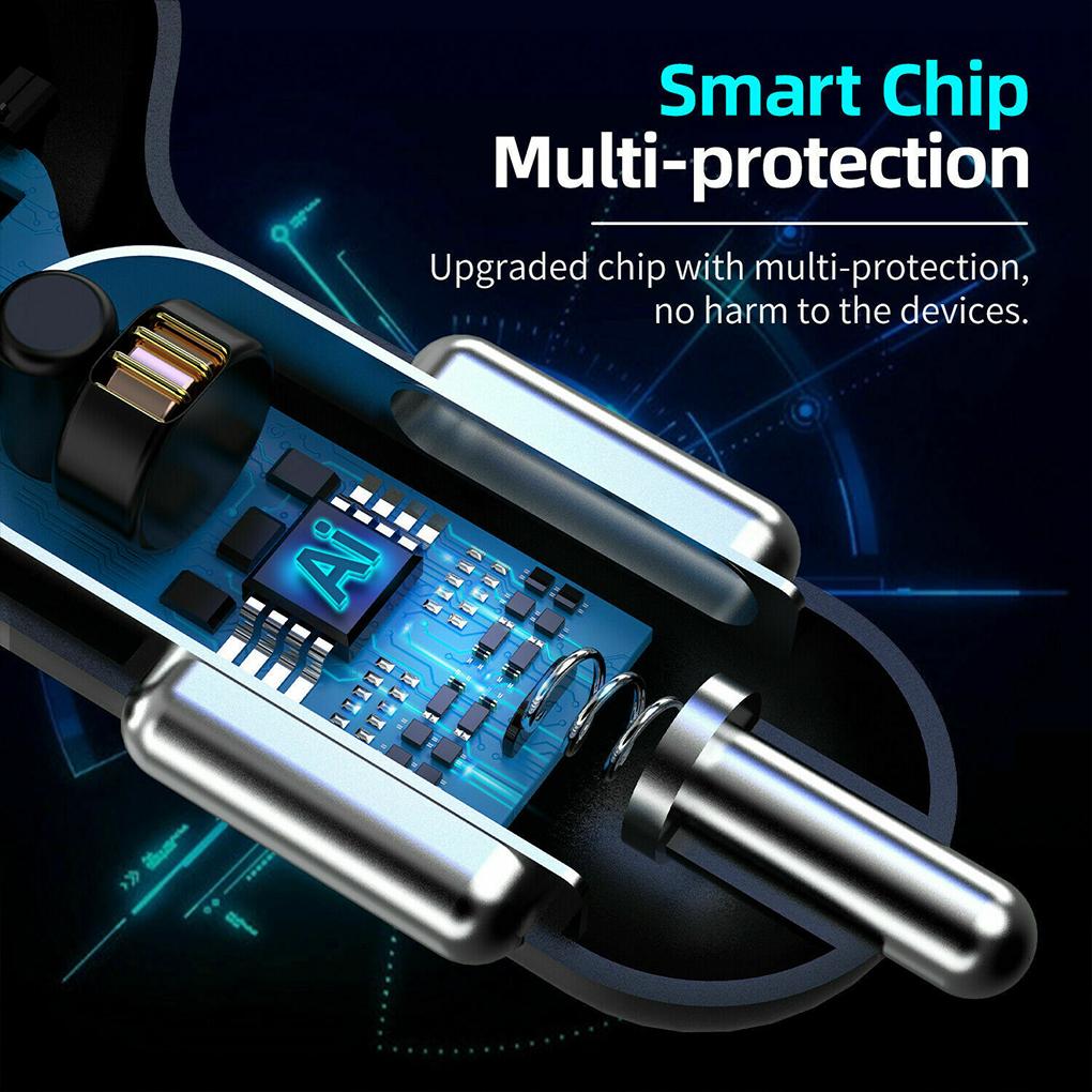 Bộ sạc xe 4 cổng bộ sạc bộ sạc với đèn LED QC 3 0 Sạc nhanh điện thoại USB sạc màu đen