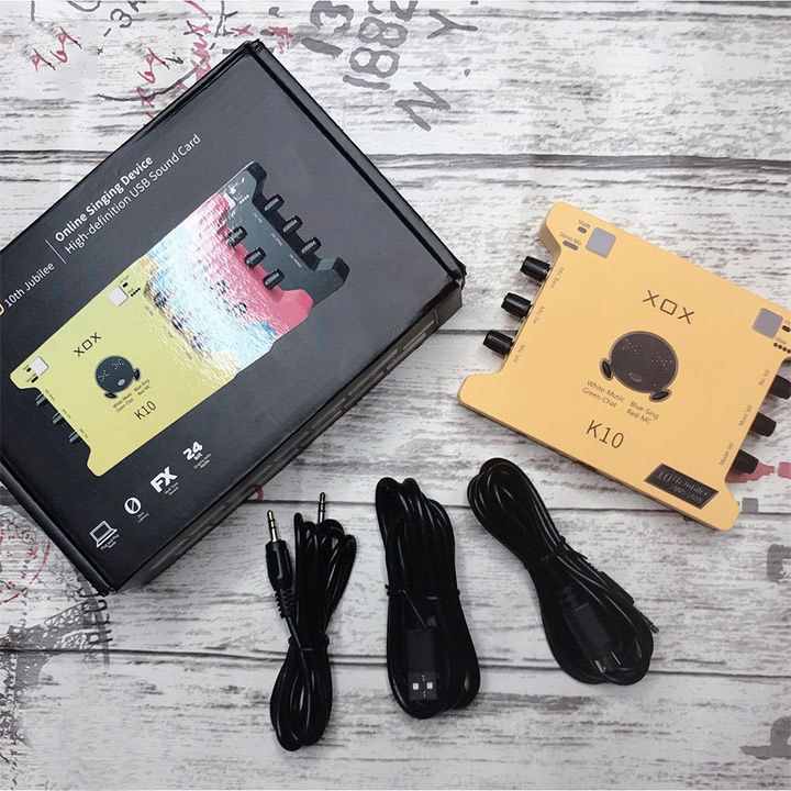 Sound card XOX K10 phiên bản 10th jubilee - Soundcard mới nhất đến từ XOX - Dùng được cho điện thoại và máy tính - Kết hợp được hầu hết các loại mic thu âm - Chuyên dùng livestream, karaoke online, thu âm chuyên nghiệp - Màu ngẫu nhiên - Hàng chính hãng