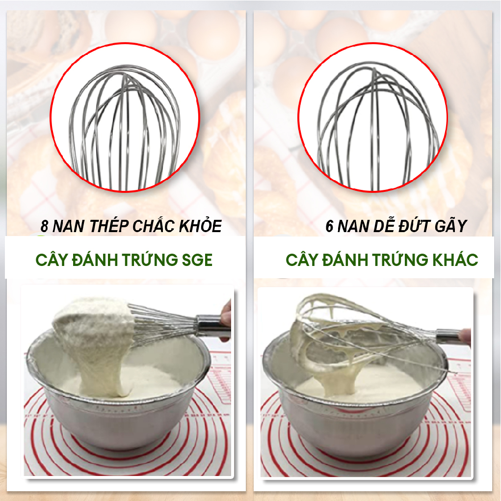 Cây Đánh Trứng Cầm Tay Mini, Phới Đánh Trứng Cao Cấp EB Không Gỉ, Gọn Nhẹ, Nhiều Kích Thước, Làm Từ 100% Inox Đảm Bảo Tiêu Chuẩn Vệ Sinh An Toàn Thực Phẩm - Nhập khẩu Chính Hãng Thái Lan