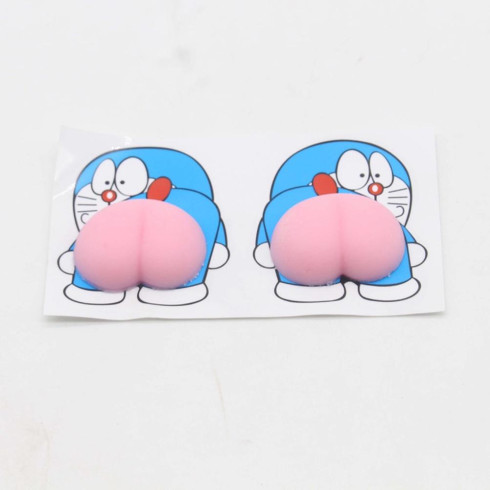 Hình dán mông đào silicon 2 hình dùng dán điện thoại trang trí giải tri Mochi squishy hình cái mông