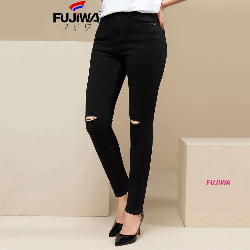 Quần Jean Nữ Rách Cao Cấp Fujiwa - QRG. Quần Lưng Cao Ống Đứng, chất jean co giãn tốt Rất Đẹp phù hợp với mọi lứa tuổi