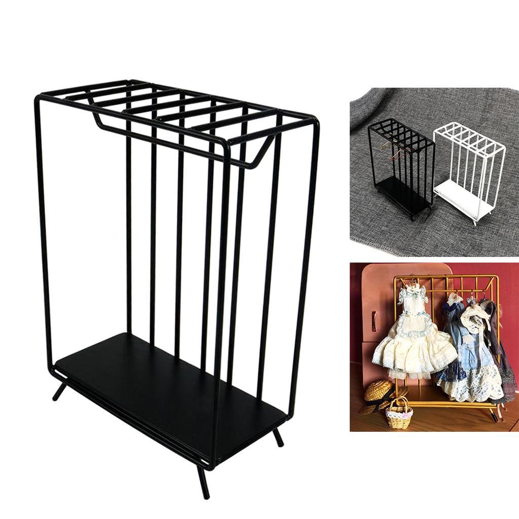 1/6 Dollhouse Mini Metal Clothes Rack Simulation Bedroom Furniture Supplies